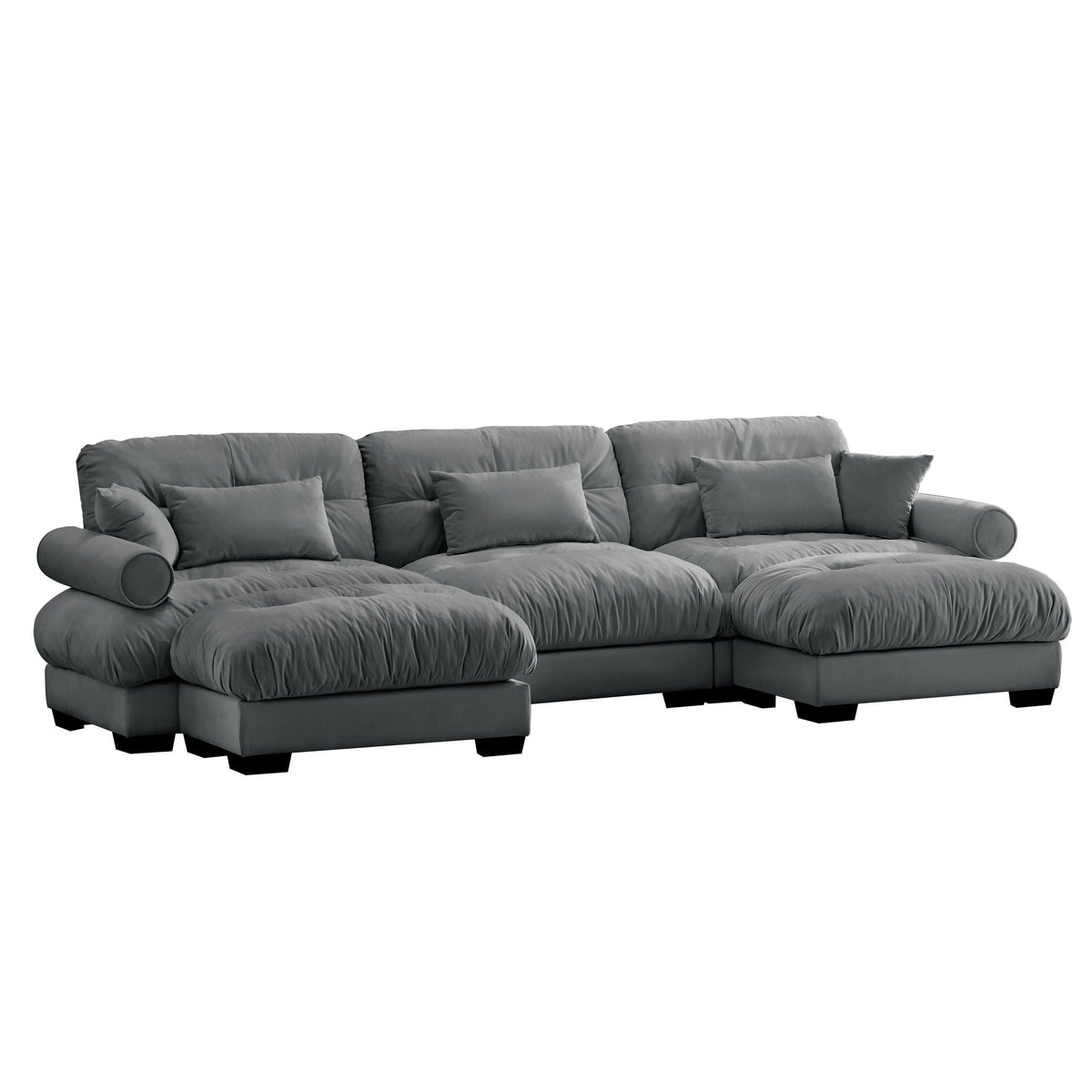 Oversized Modular Sectional Sofa with Movable Ottoman - Fabric, Multiple Colors