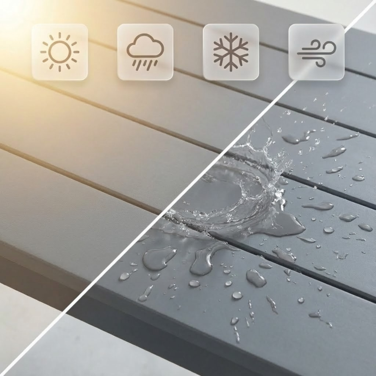 7-Piece HDPE Outdoor Dining Set for 6 – Weather-Resistant Patio Table with Umbrella Hole (Grey)