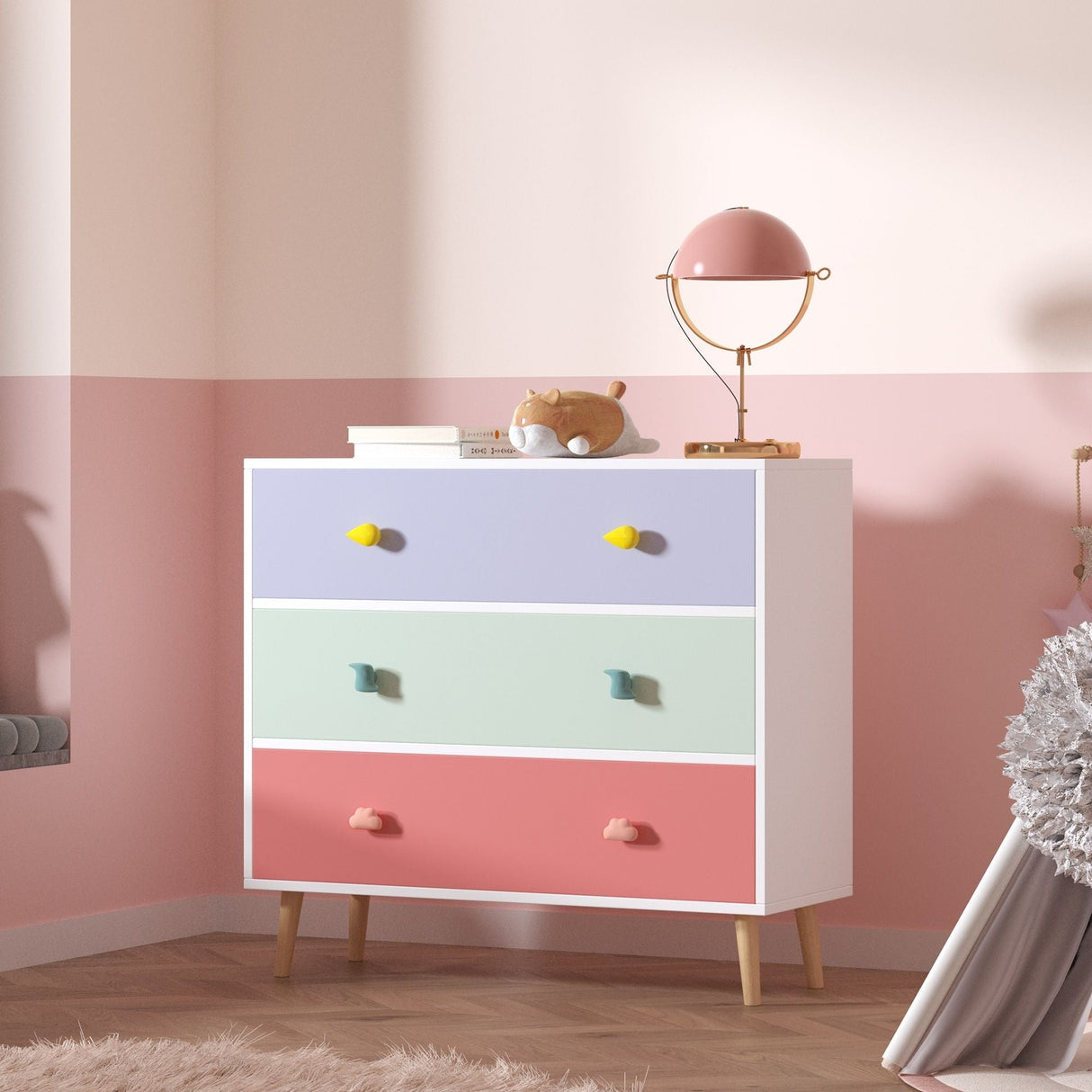 3 Drawer Dresser, Storage Cabinet With Anti Tip Safety
