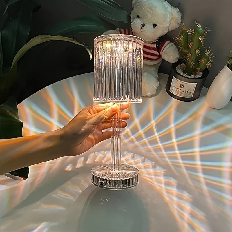 Crystal Touch Control Bedside Lamp – Dimmable USB LED Light with Rechargeable Battery