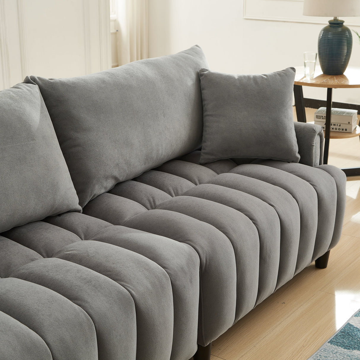 83'' Futon Sofa Bed with Polyester Fabric and Adjustable Backrest