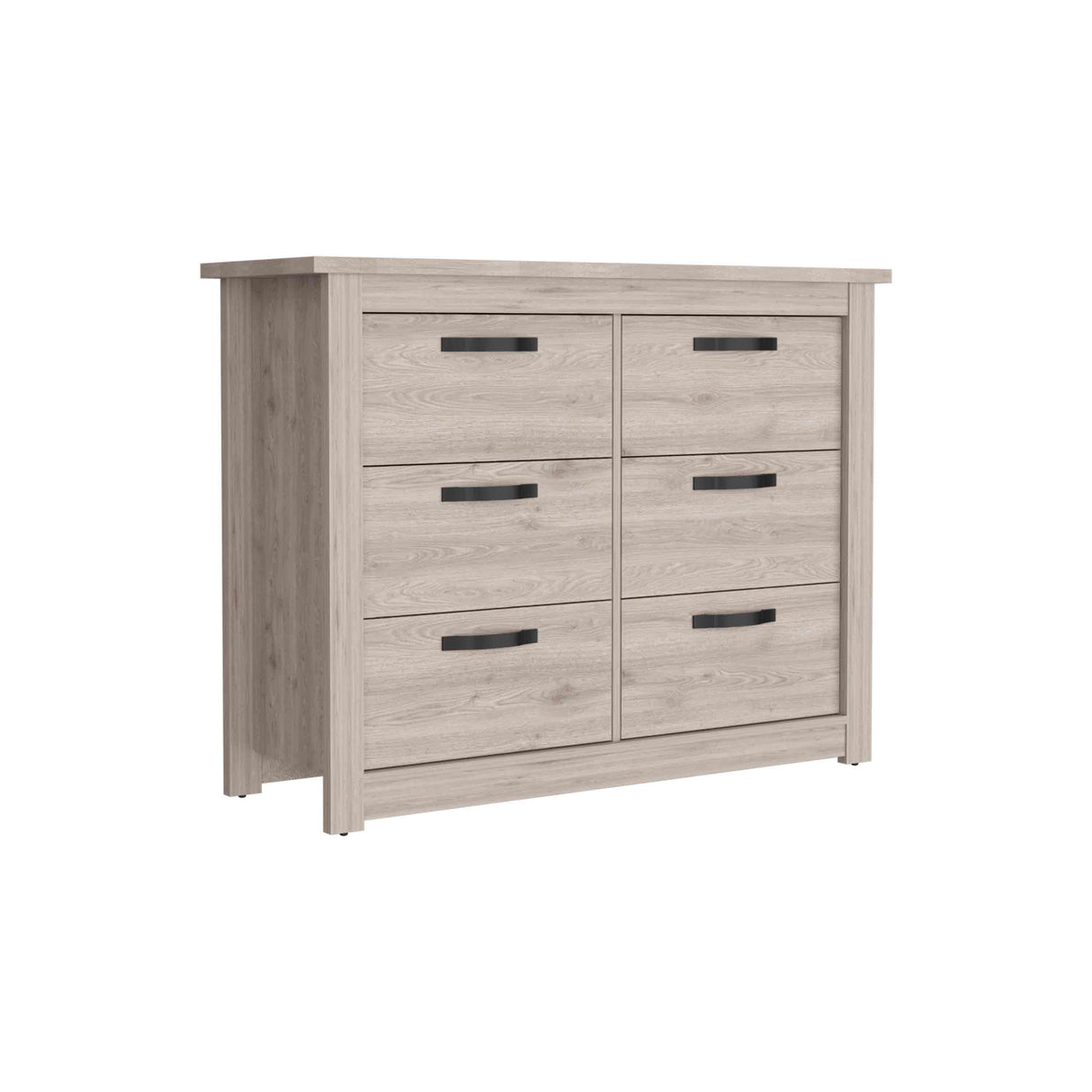 Modern 6-Drawer Dresser with Metal Hardware – Gray Finish