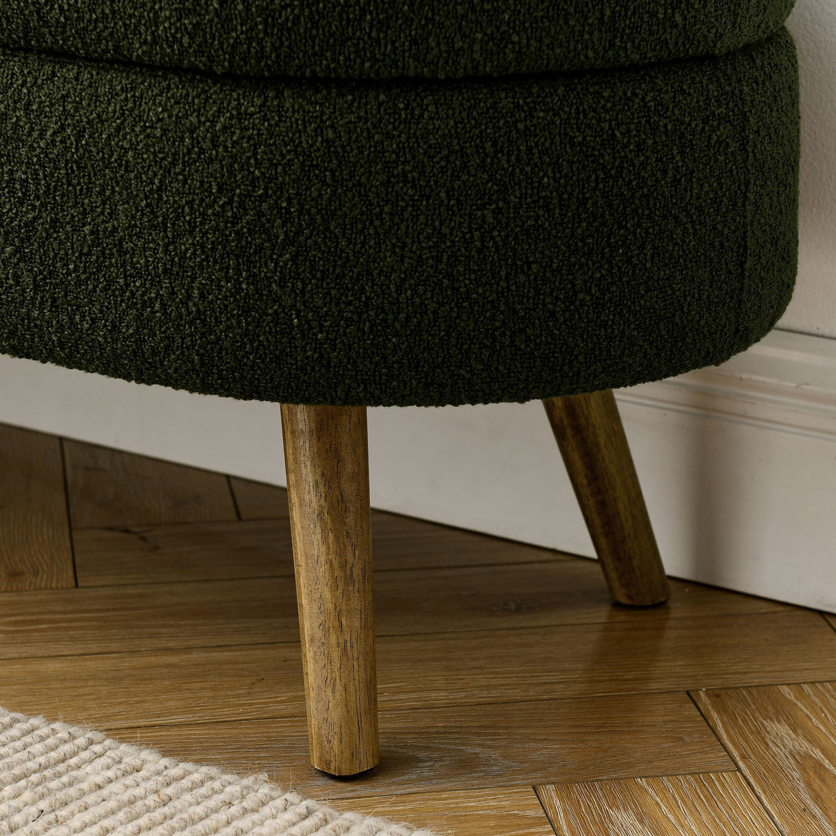 Ottoman Oval Storage Bench with Rubber Wood Legs