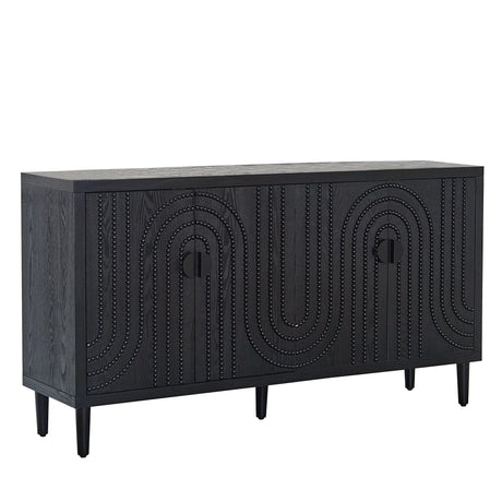Wood-Sideboard-with-4-Doors-and-Tapered-Legs-Buffets-&-Sideboards