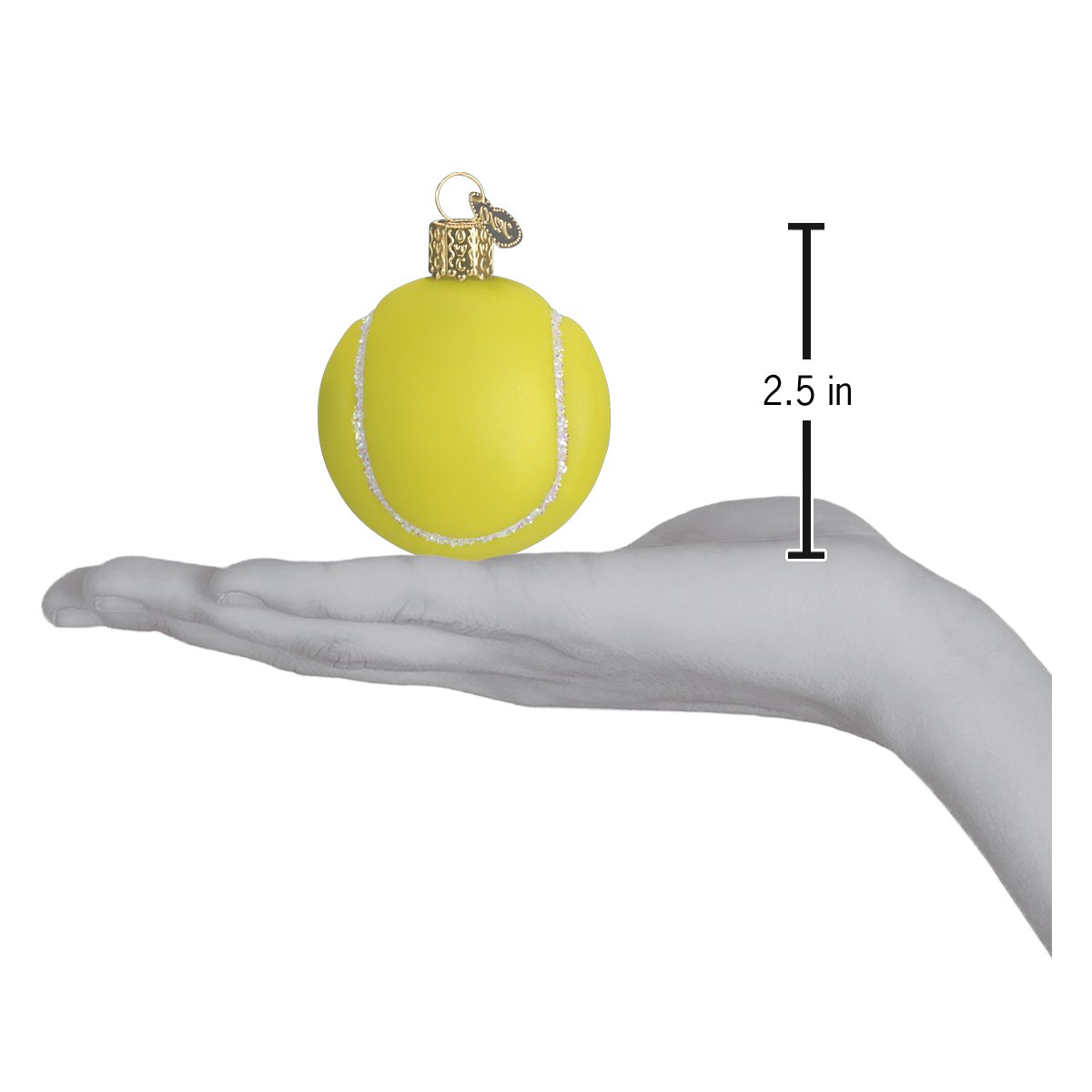 Tennis Ball Glass Ornament 2.5 x 2 x 2 Inches