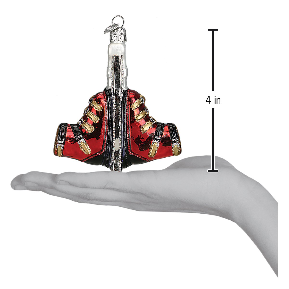 Ski Boots Ornament Glass 4 x 3.5 x 0.75 Inches