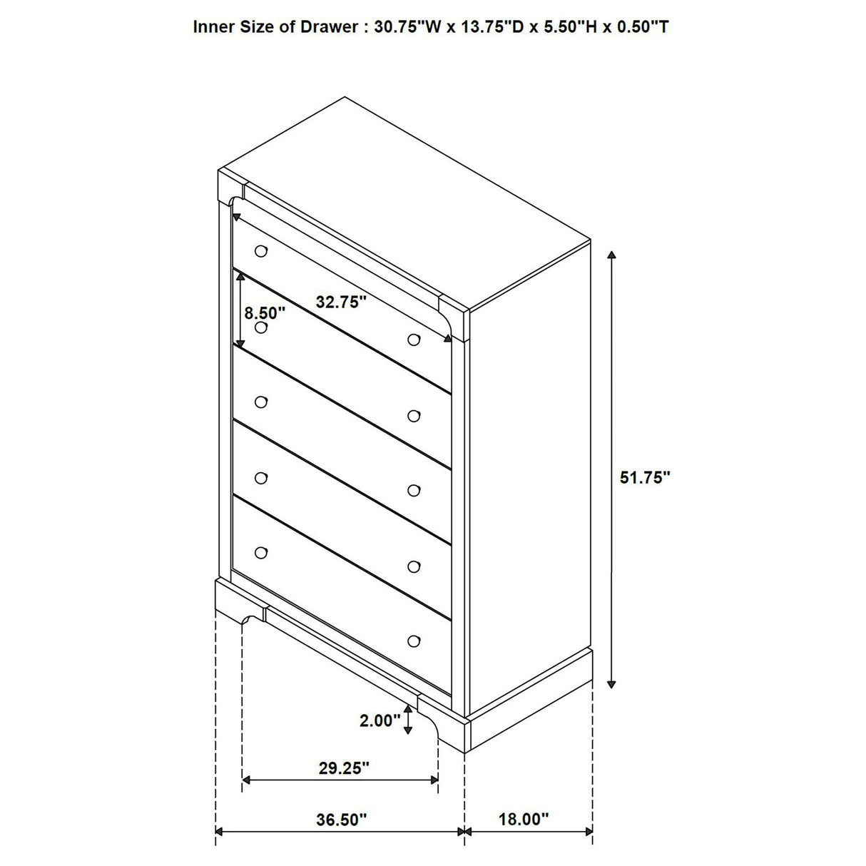 Harbington - 5 Drawer Chest - Chocolate