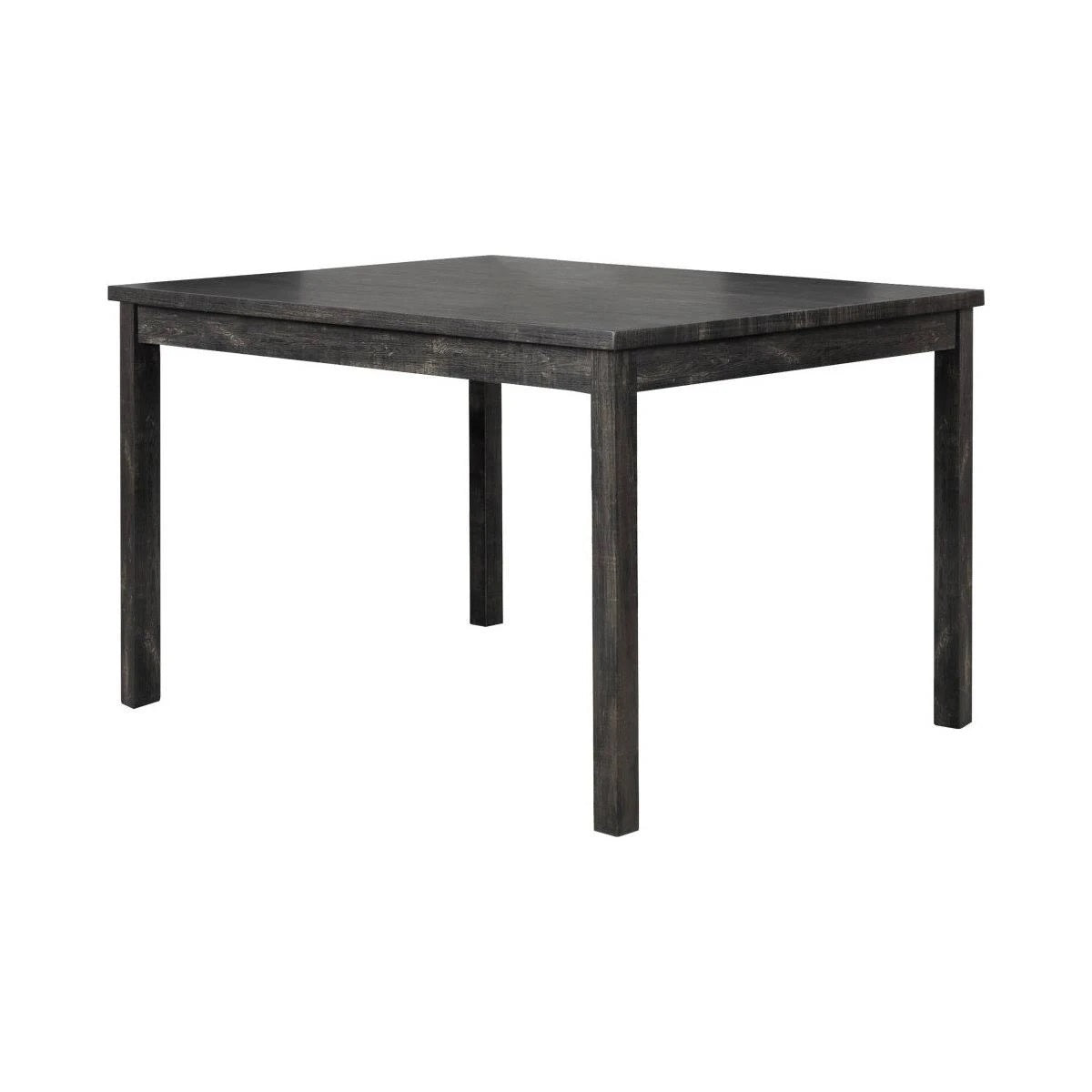 5 Piece Transitional Dining Room Set 48" Wood Table with 4 Upholstered Chairs Charcoal Finish