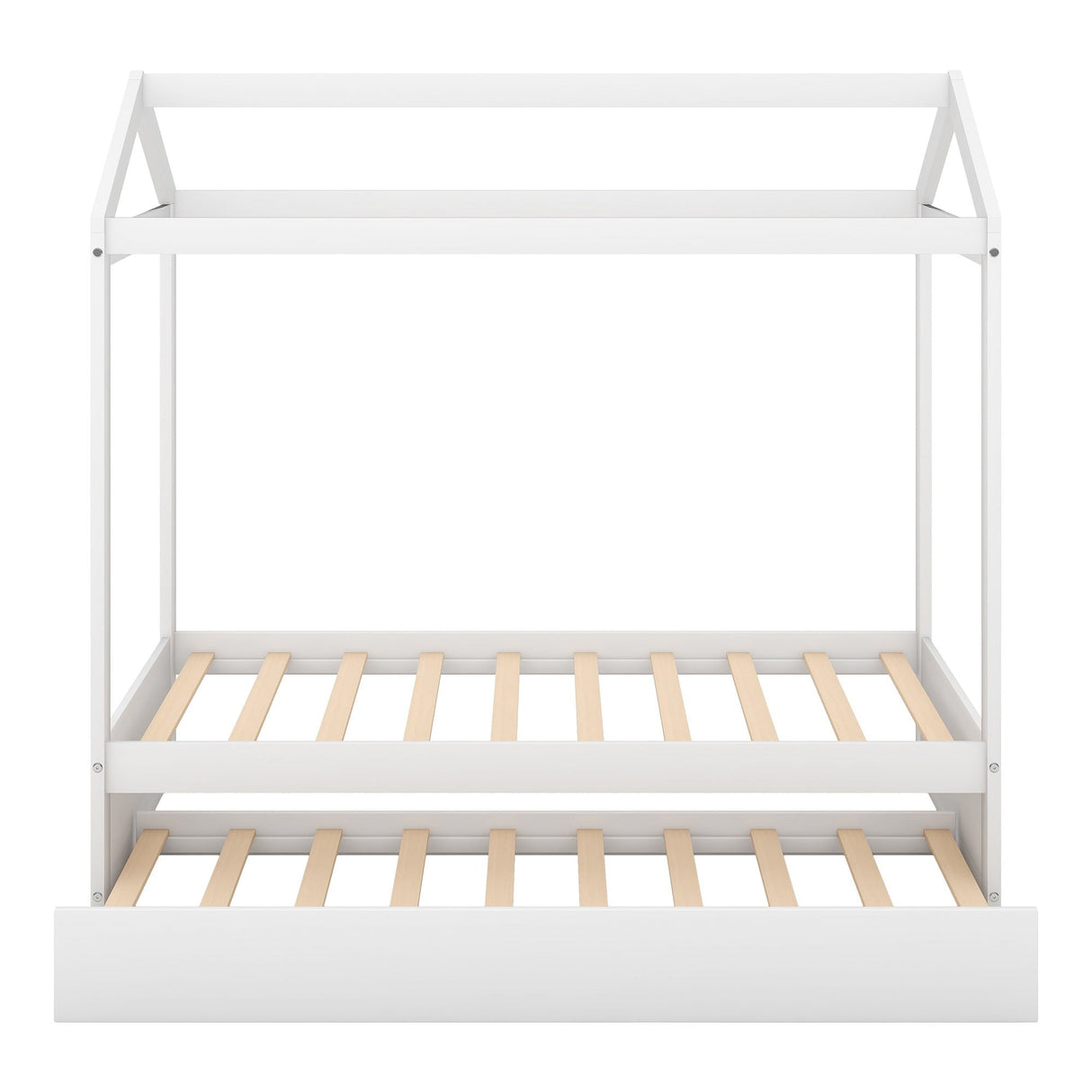 House Bed With Trundle In, Twin Size - White