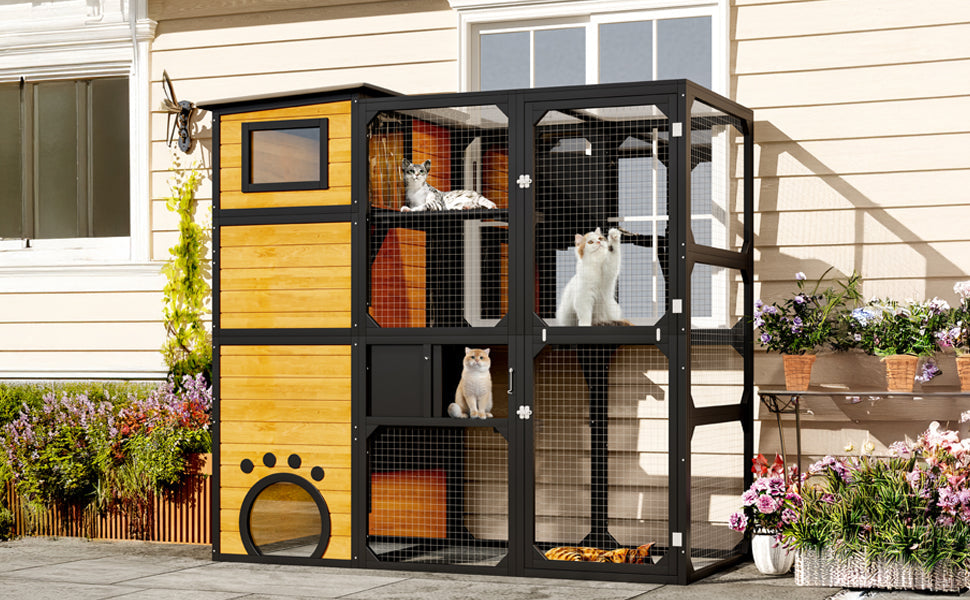 GO Large Cat Catio 4 Tiers Cat Enclosure for Outdoor Cats