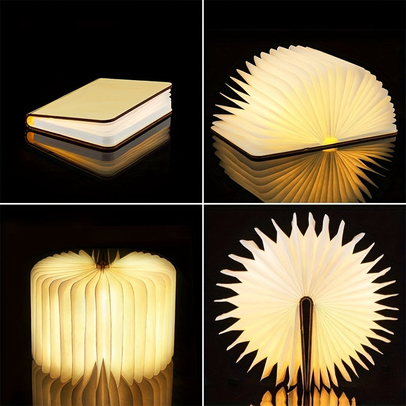 Folding Book Lamp – Rechargeable LED Bedside Light, 3-Color Portable Night Light