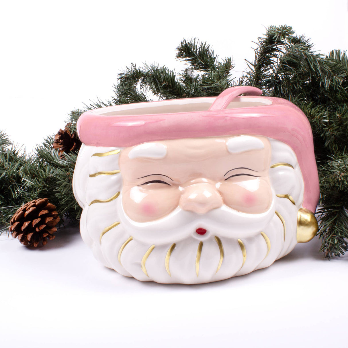 PINK SANTA PUNCH BOWL & LADLE
