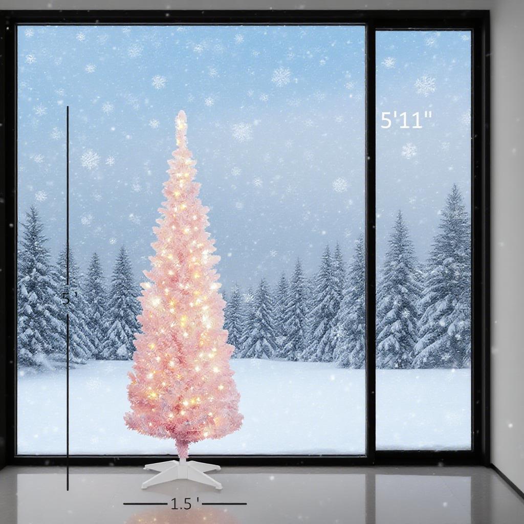 Pink 5ft Pencil Christmas Tree