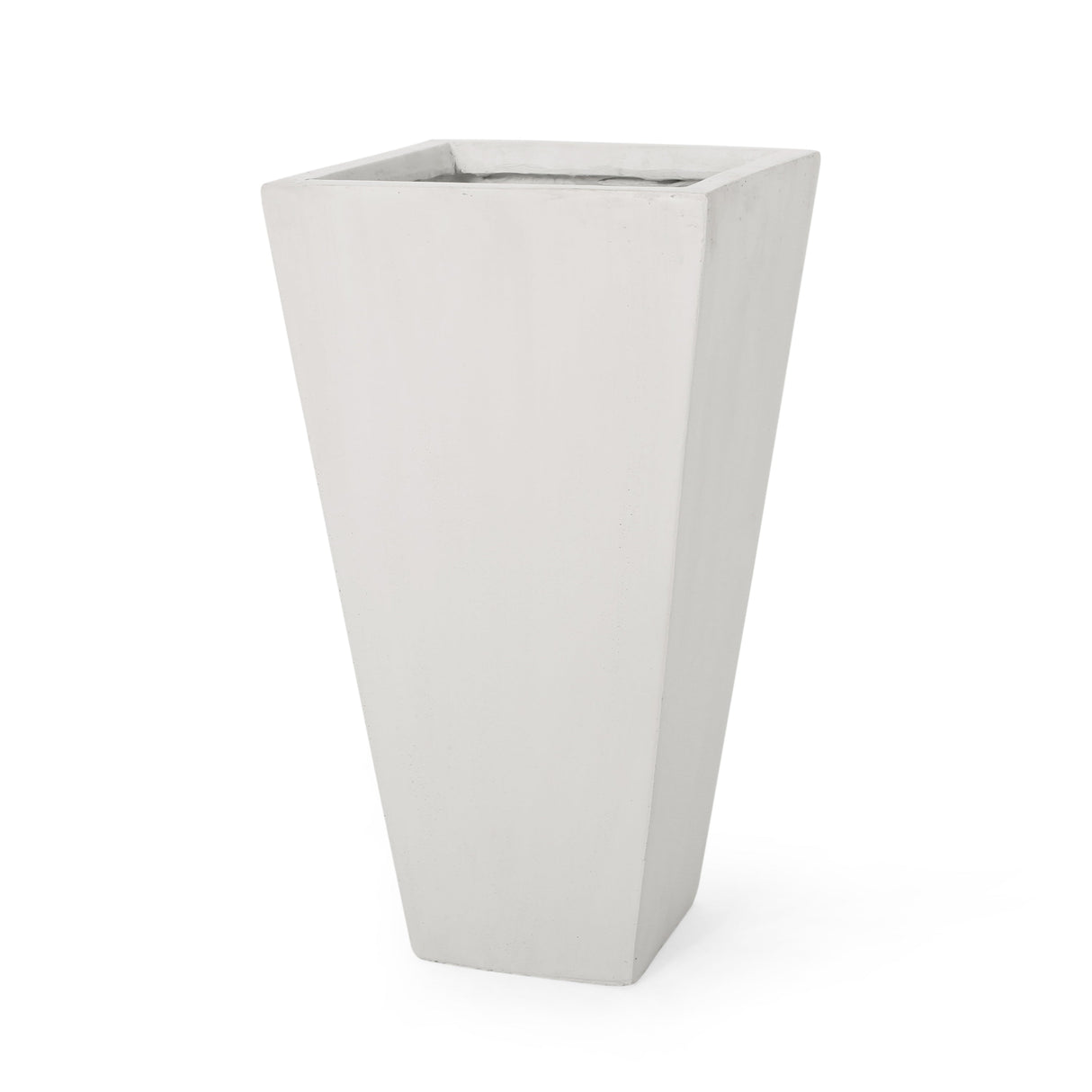 13" Outdoor Modern MGO Small Cast Stone Planter Matte White