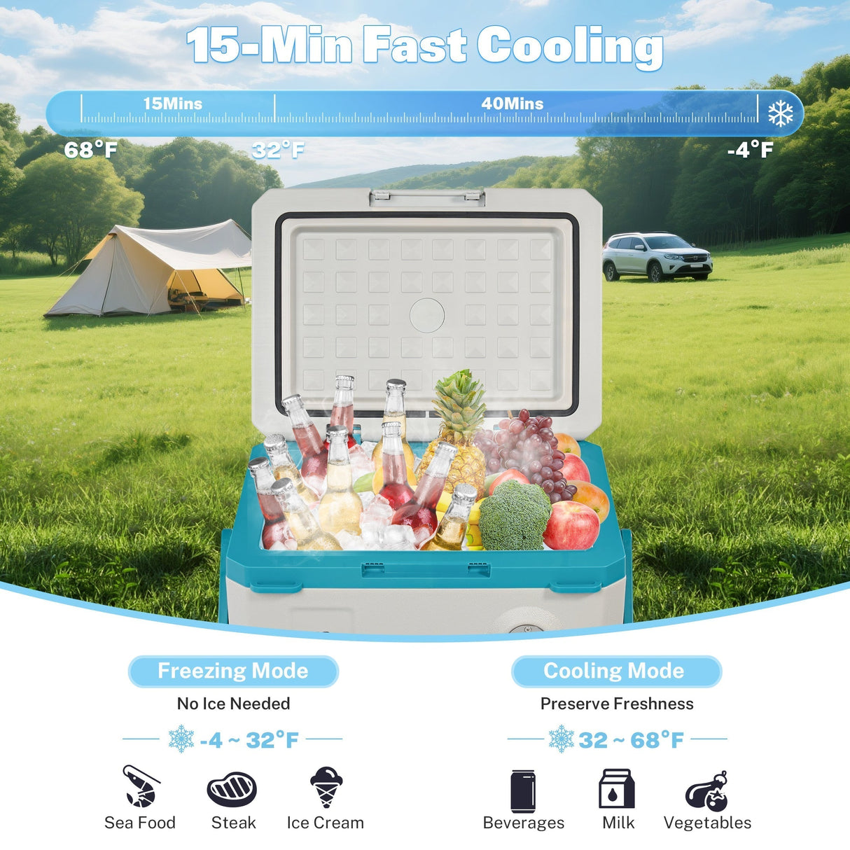 MC20 Portable Car Fridge (45W 19L) for Camping