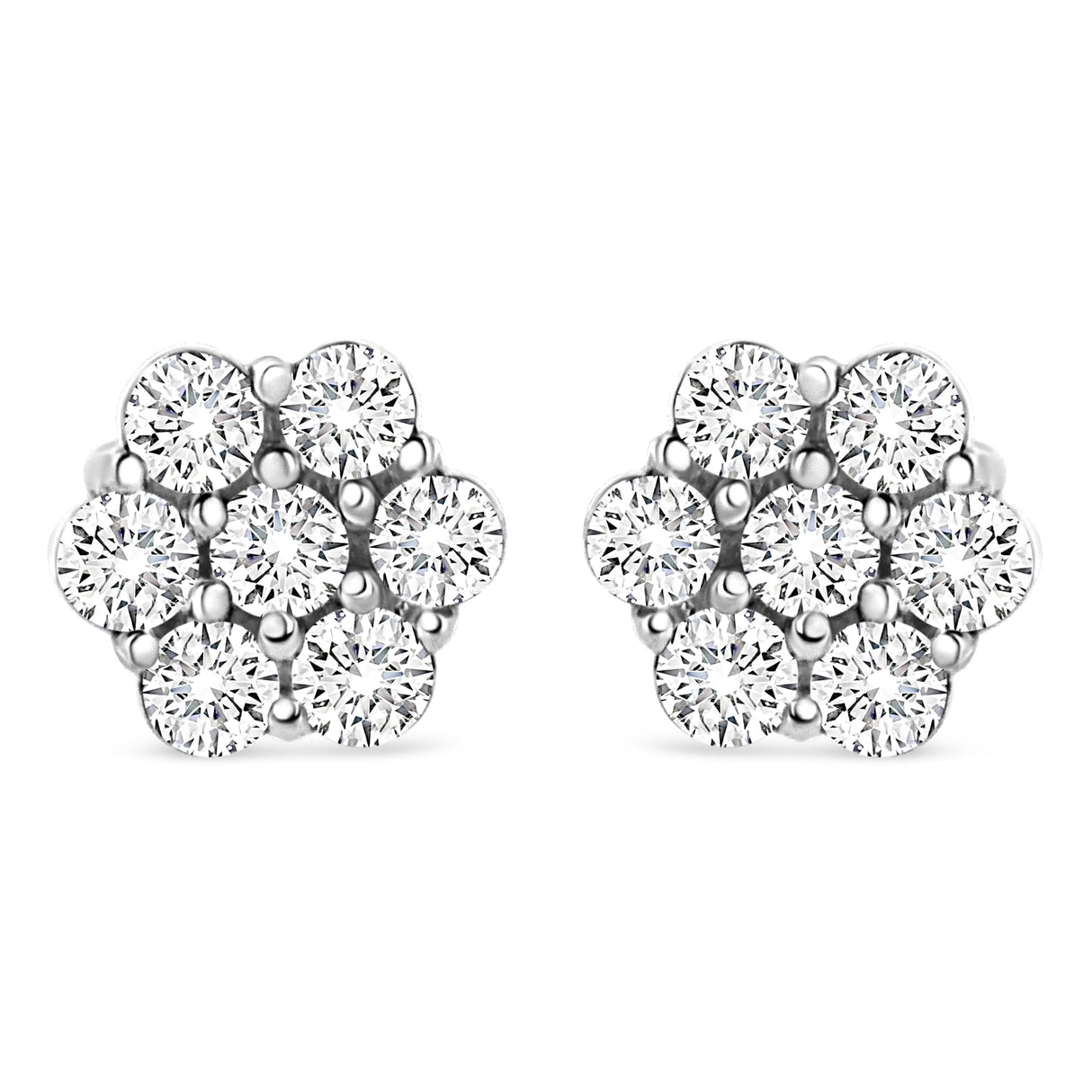 14K White Gold 1/2 cttw Round-Cut Diamond Floral Stud Earrings (I-J Color, SI2-I1 Clarity)