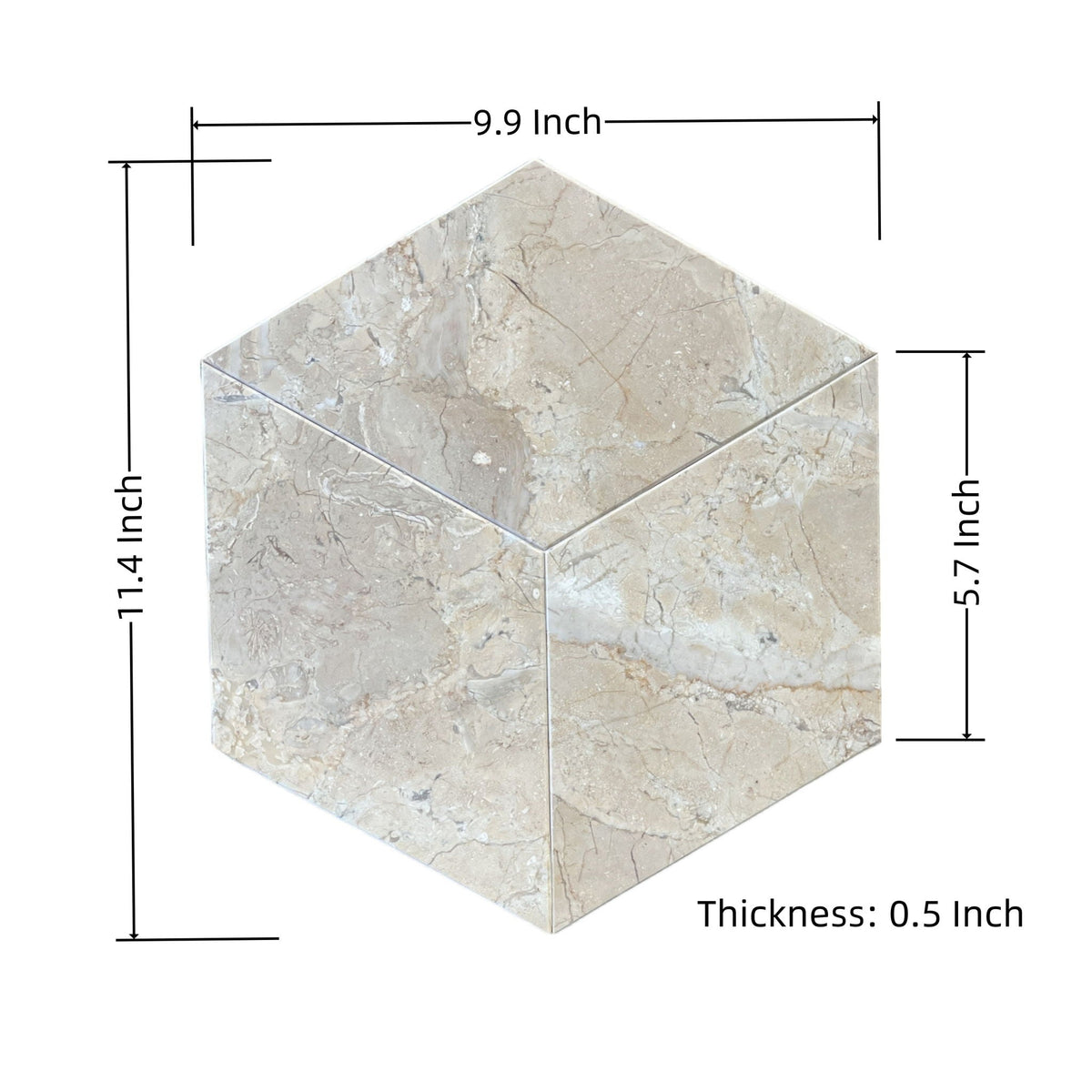 Hexagon Natural Marble Polished Tile For Wall And Floor (Set of 12)