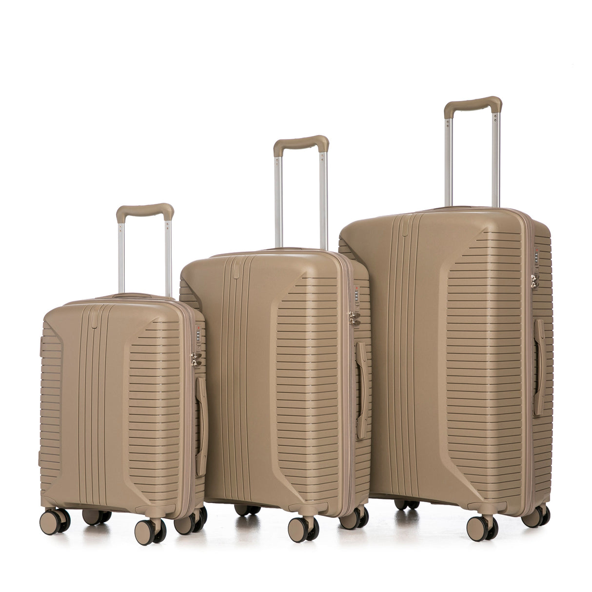 20'/24'/28' 3-Piece PP Spinner Wheel Luggage Set with Combination Lock (Champagne)