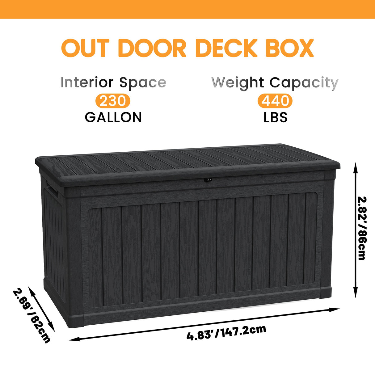 230 Gallon Large Outdoor Storage XXL Deck Box