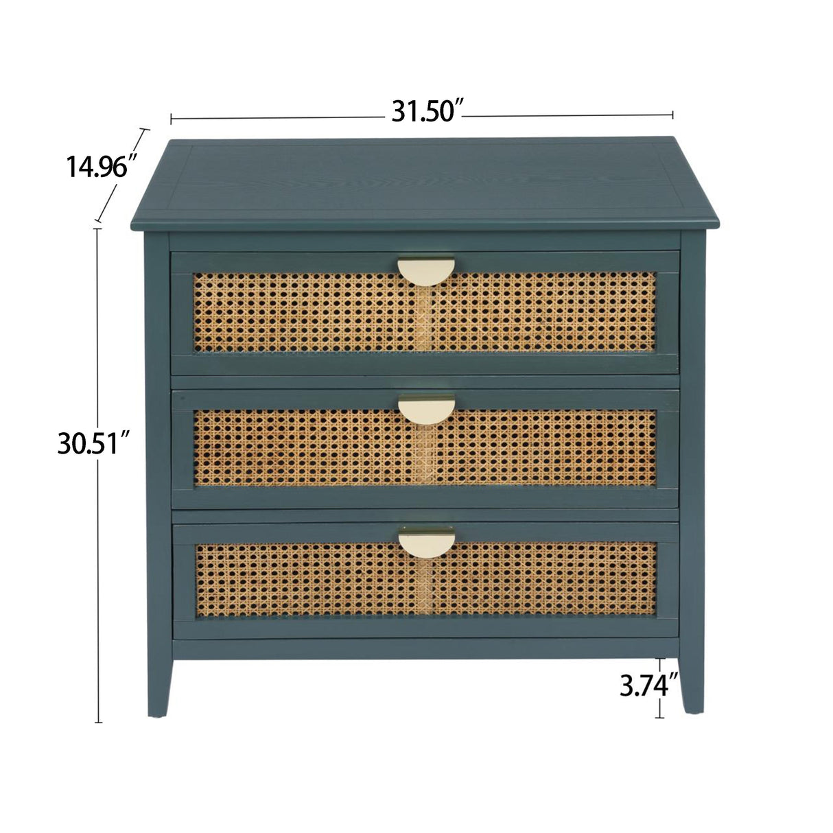 3 Drawer Cabinet Natural Rattan