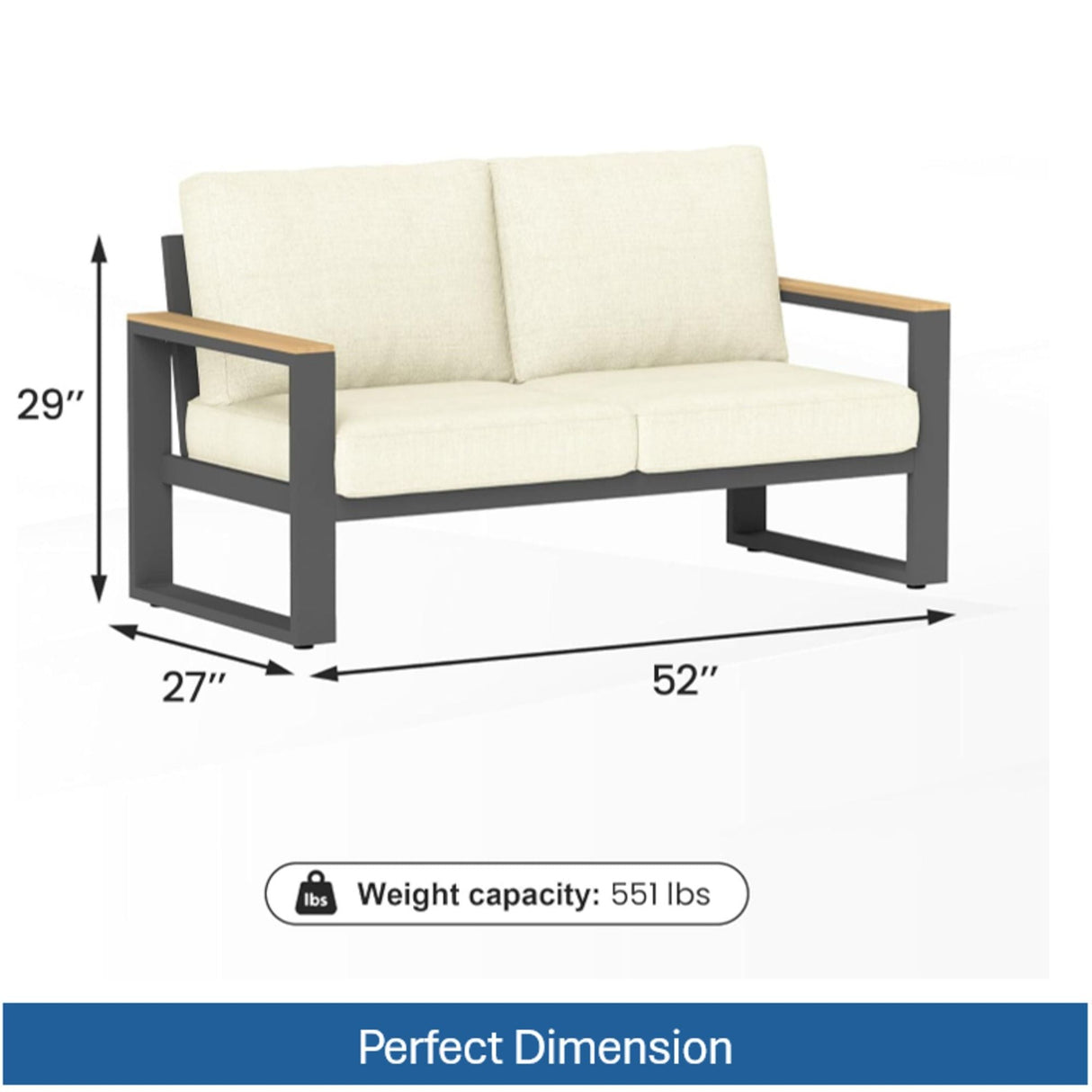 All-Weather Loveseat Sofa With Thick Cushions