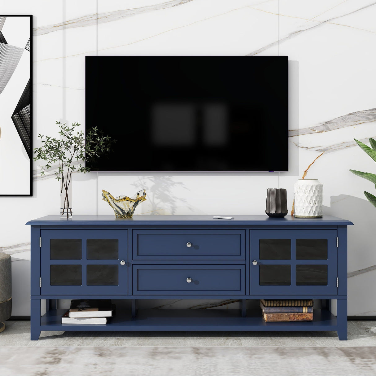 TV Stand With Dual Drawers and Hidden Storage