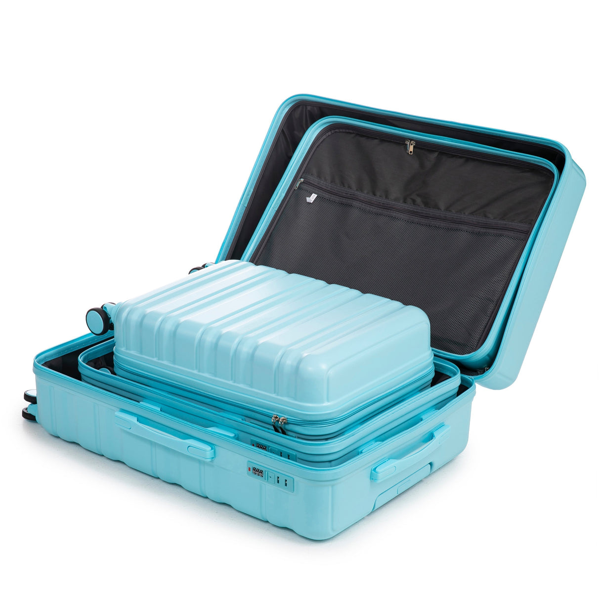 HIFINE Tourist 3-Piece ABS Spinner Wheel Luggage Set (Blue)