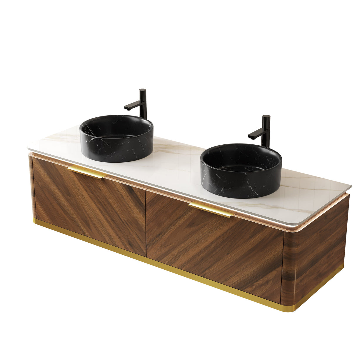 DIPA 60" Bathroom Vanity & Sinks, Floating Plywood Storage Cabinet