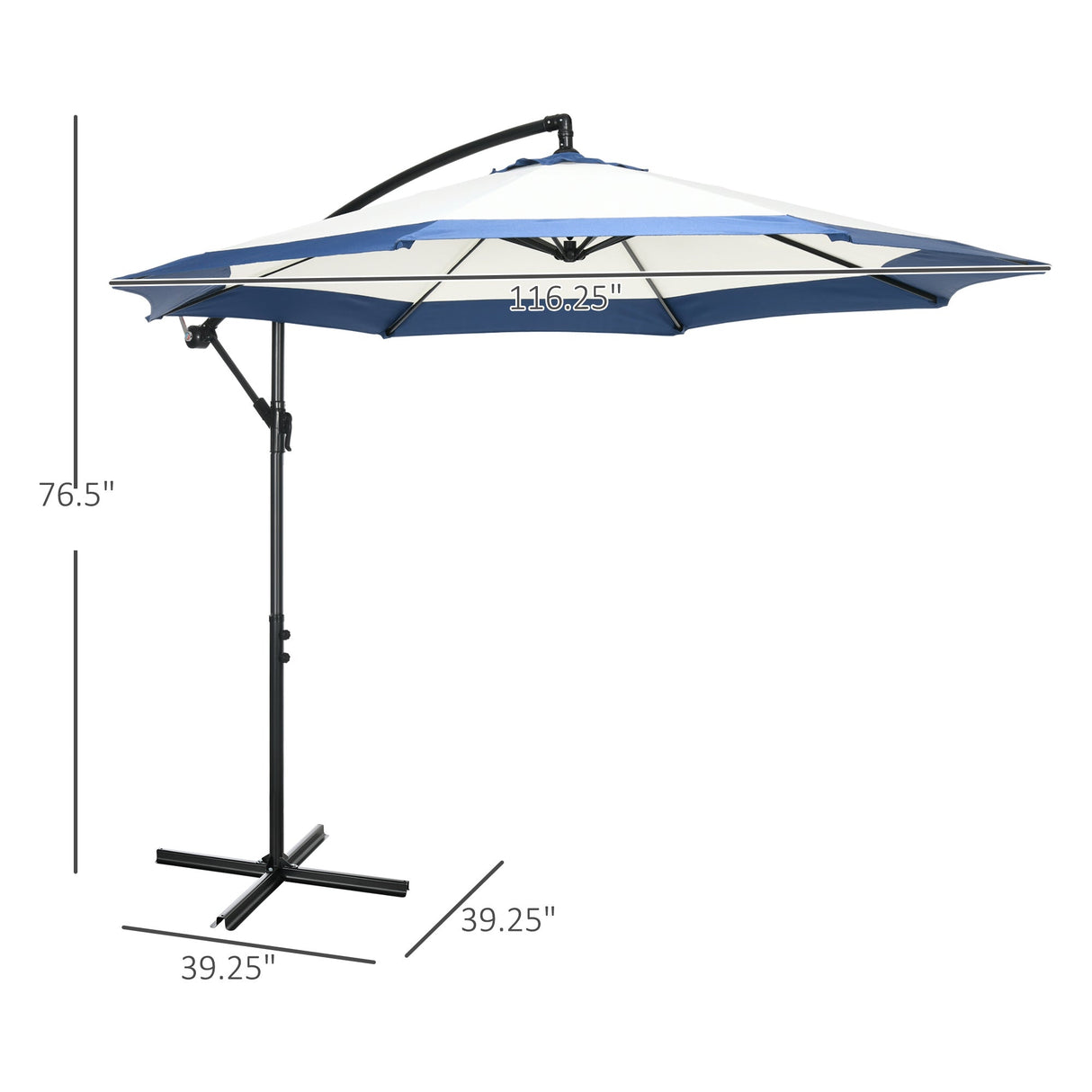 Outsunny 10FT Cantilever Umbrella with Crank and Cross Base