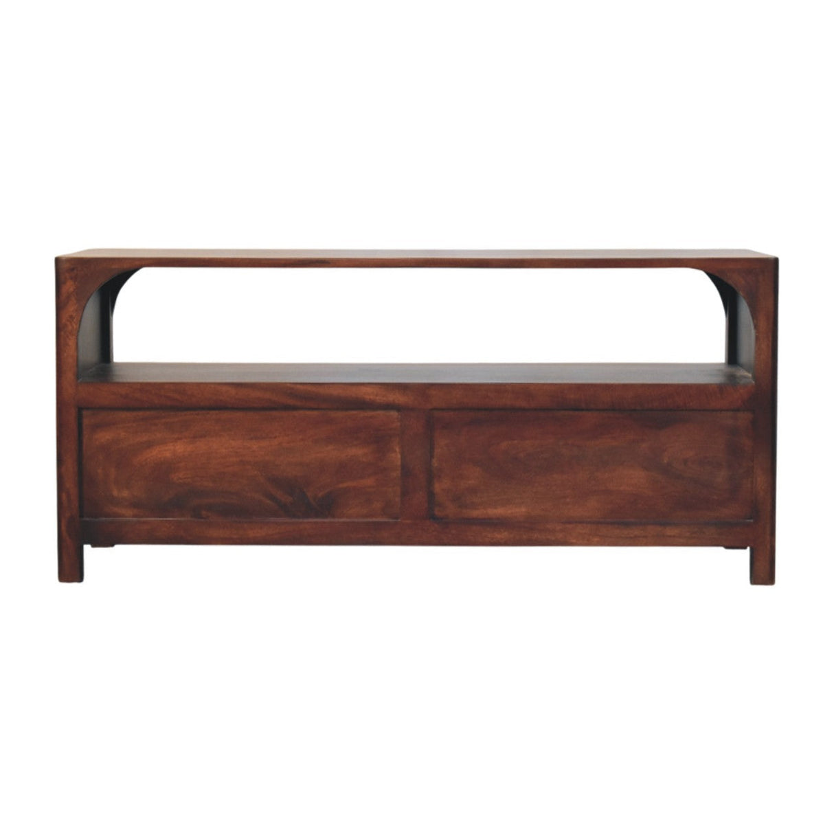 Solid Wood Arched Edge 2 Drawer Media Unit