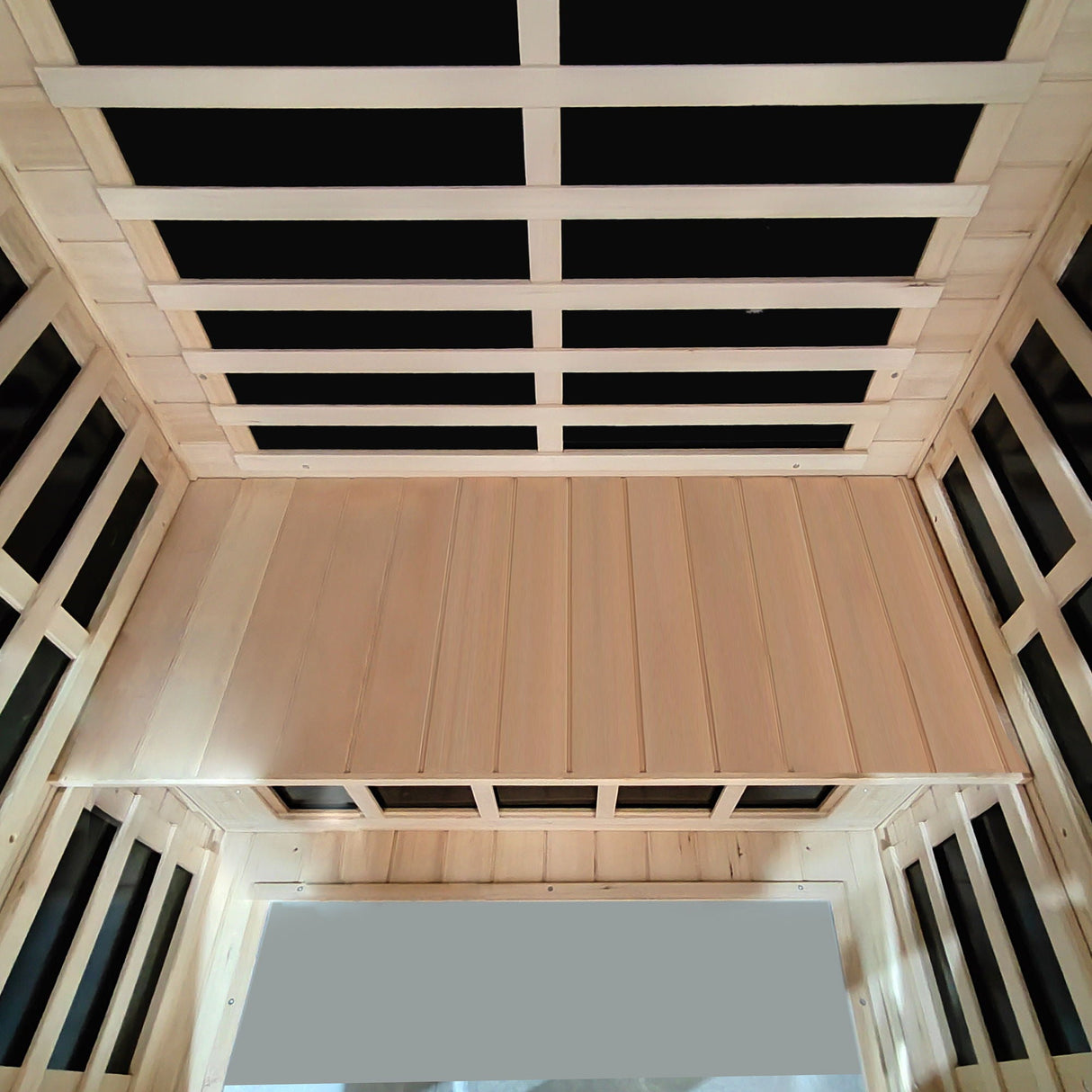 Low Emf Front Door With Heating Panel 2 Person Hemlock Far Infrared Indoor Suana Room - Natural