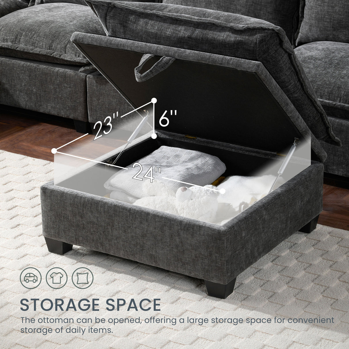 117.5'' Modular Sectional Sofa with Movable Storage Ottoman