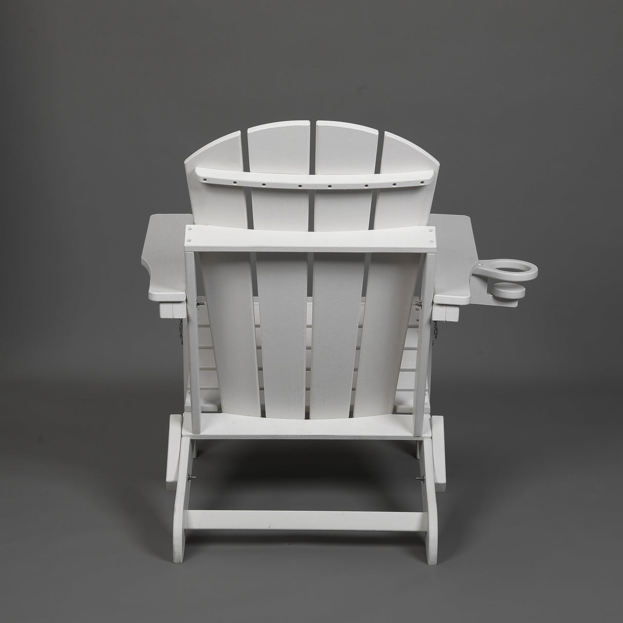 Folding Adirondack Chair with Dual Cup Holder - White Composite