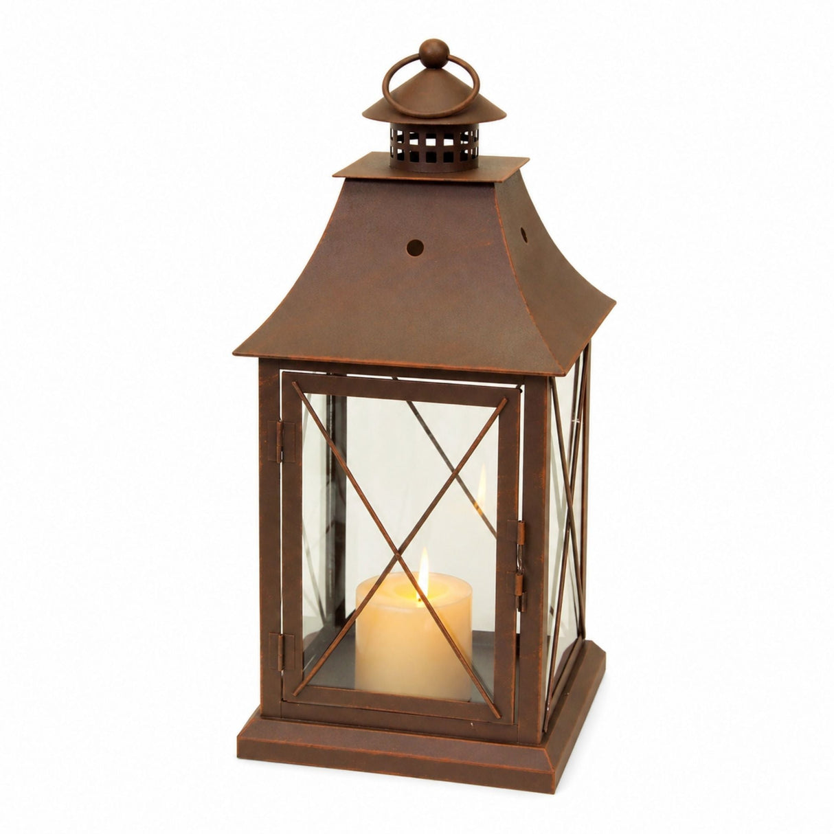 Classic Brown Metal Lantern (Set of 3)
