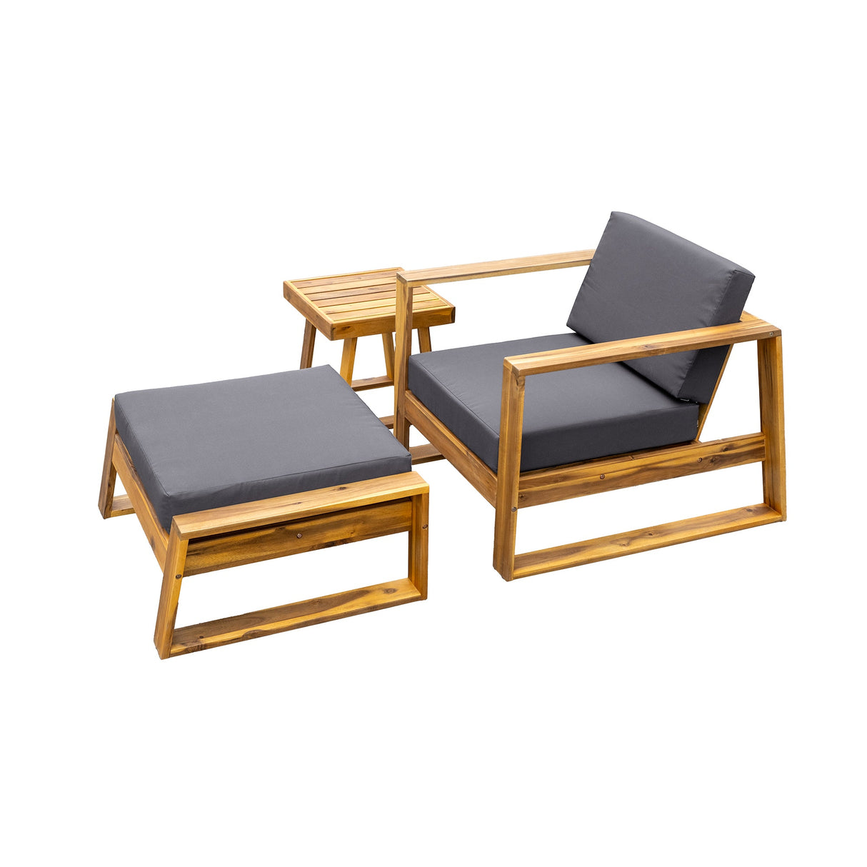 The Lunar Acacia Wood Outdoor Lounge Set with Side Table