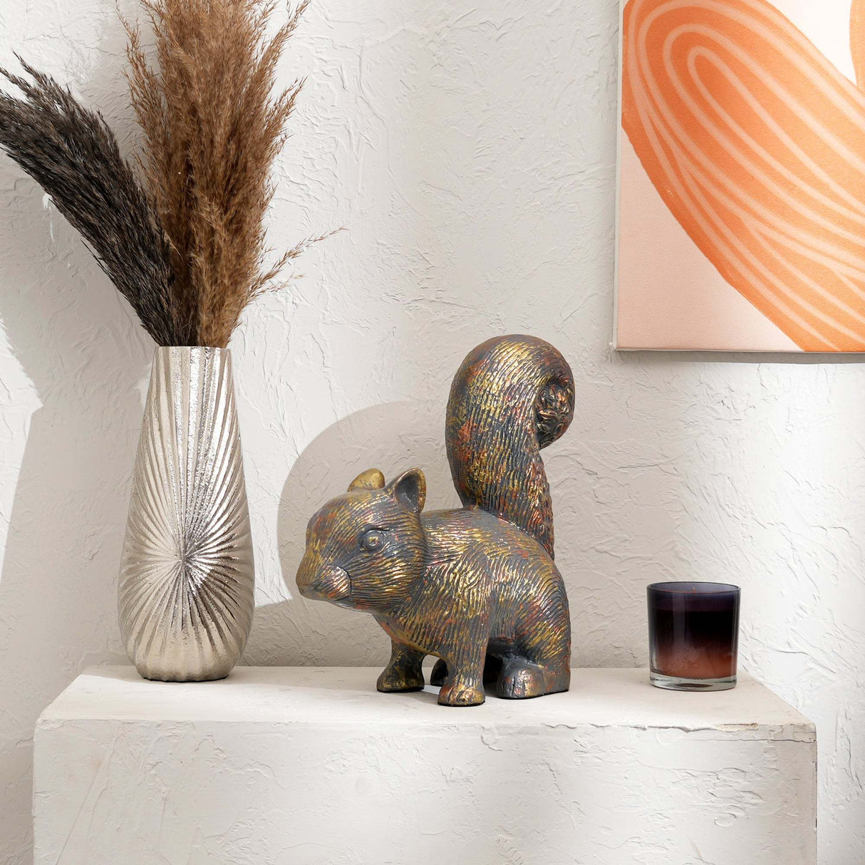 Curious-Squirrel--Antique-Finished-Aluminum-Figurine-–-10.5x5x12.5'-Elegant-Table-Decor-Sculpture-