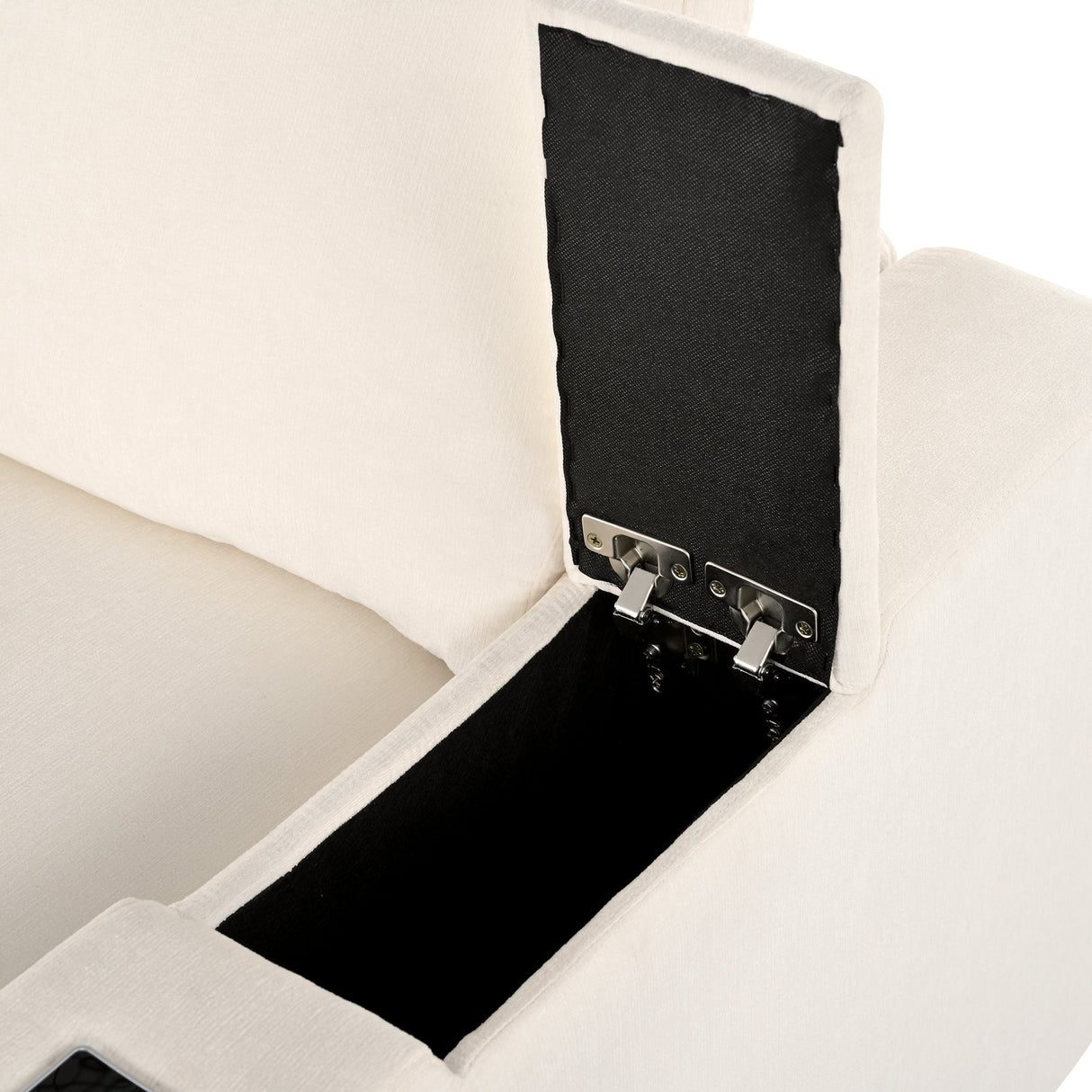 U-style Upholstered Modular Sofa With Storage Space and USB Charge Ports