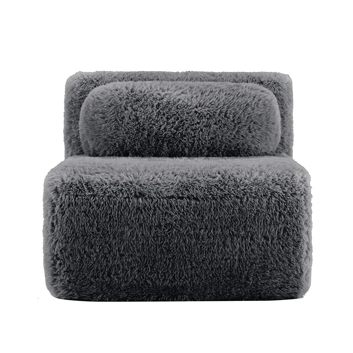 Aviana Armless Sofa With Pillow Plush Fabric - Dark