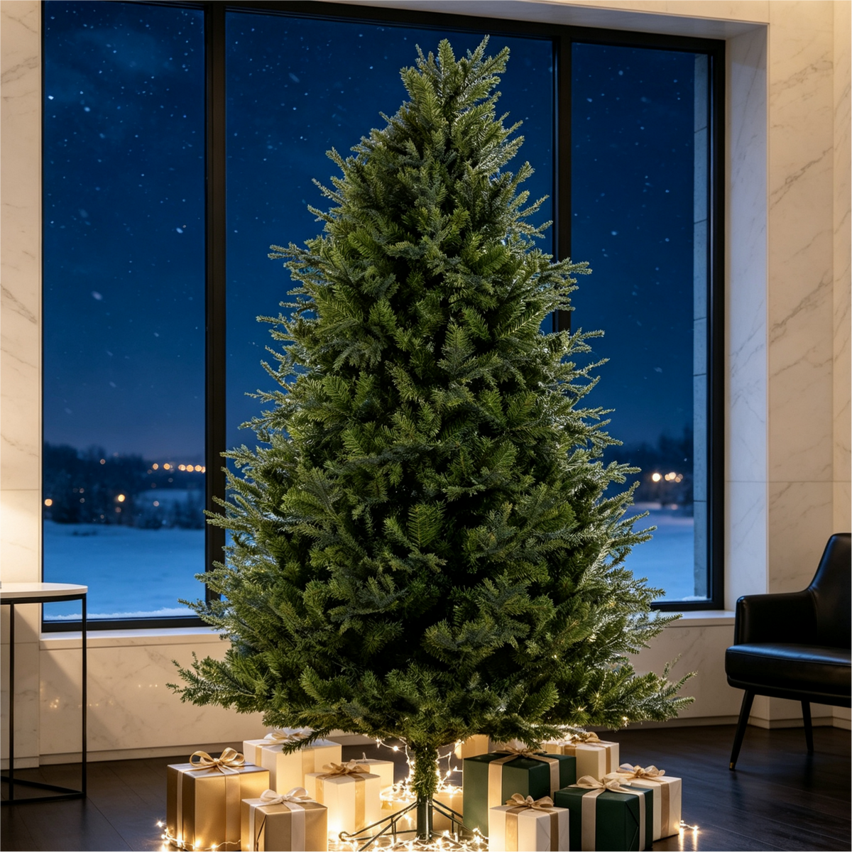 7 Ft Realistic PE/PVC Hybrid Christmas Tree with Fresh Pine Scent