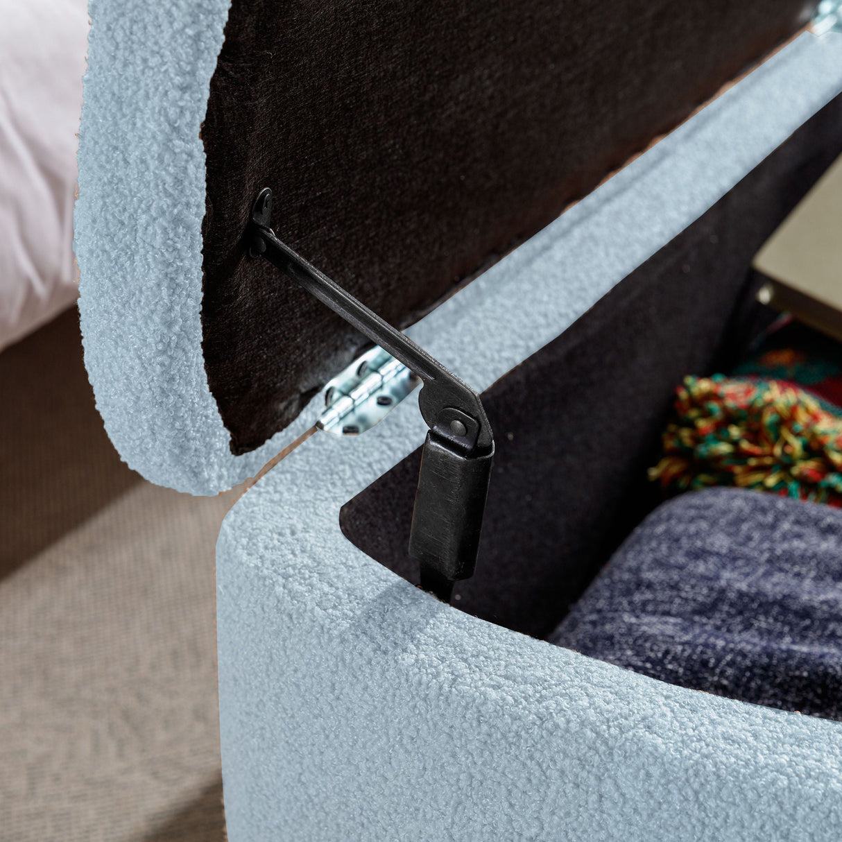 Storage Ottoman Bench For End Of Bed Legs, Modern Camel Faux Fur Entryway Bench Upholstered Padded With Storage For Living Room Bedroom