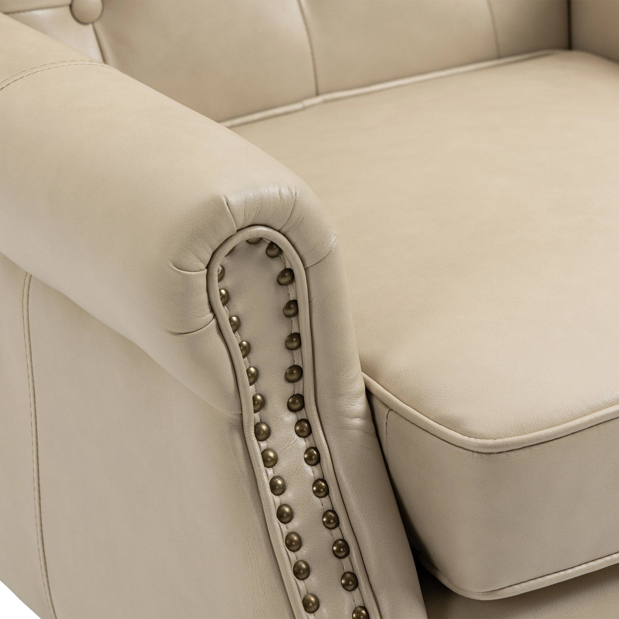 Modern Accent Lounge Chair with Sturdy Wood Legs in Camel PU Leather
