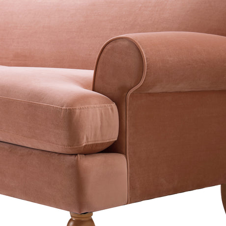 Alana lawson three-cushion tightback sofa, peach orange velvet