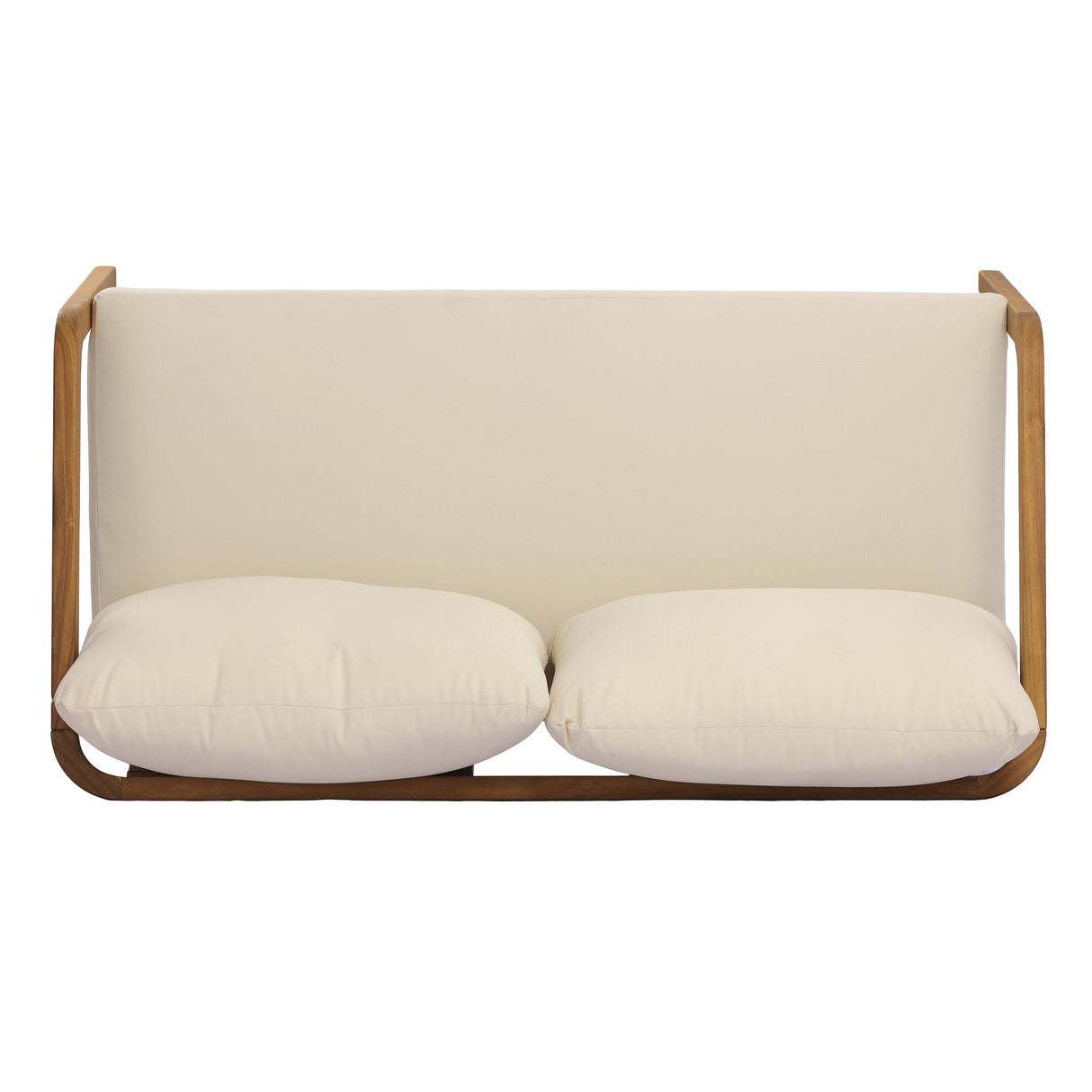 2-Piece Outdoor Loveseat & Coffee Table Set Acacia Wood Frame with PE Wicker Back & Water-Resistant Cushions