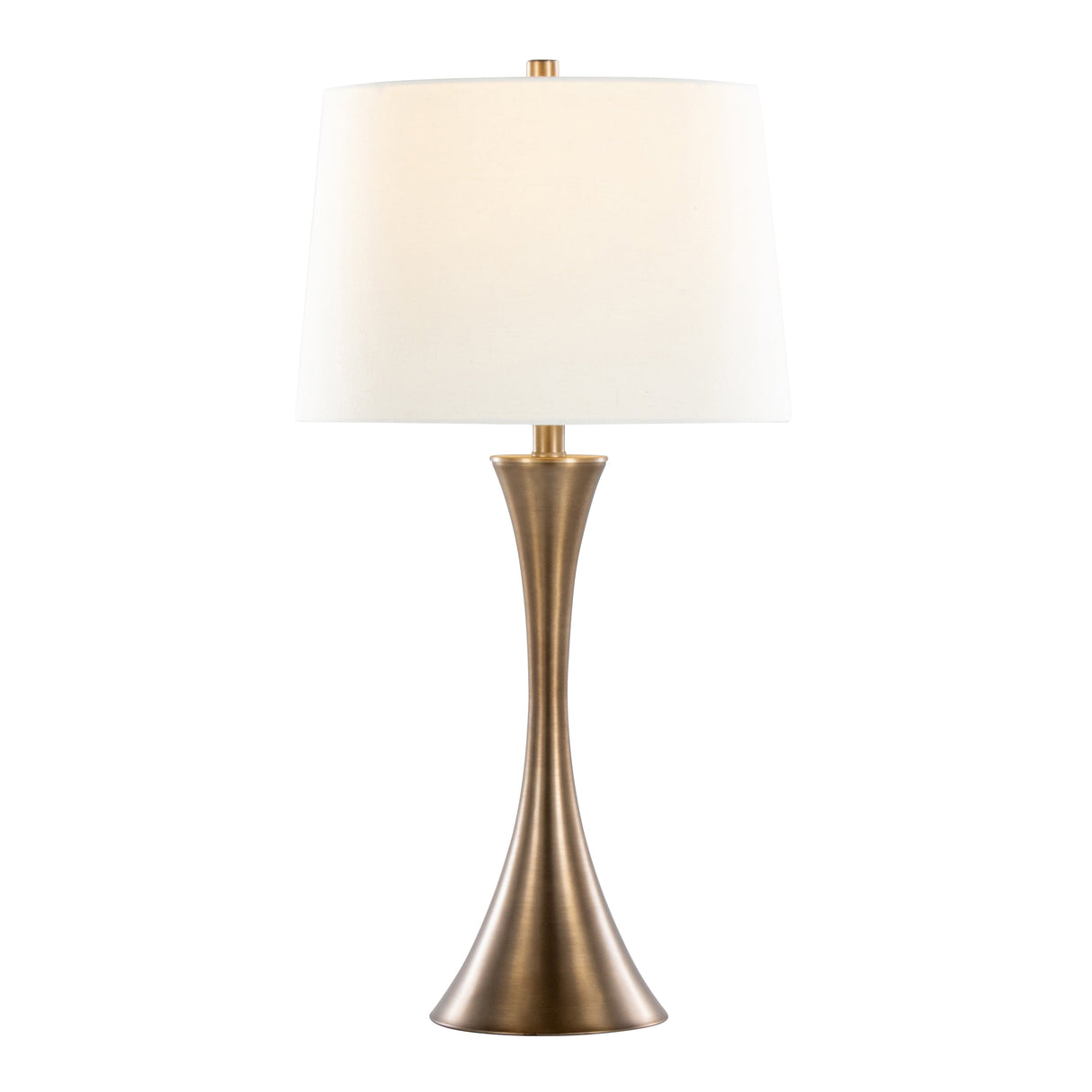 Lenuxe 29" Contemporary Metal Table Lamp Set in Matte Golden Bronze with Linen Shade