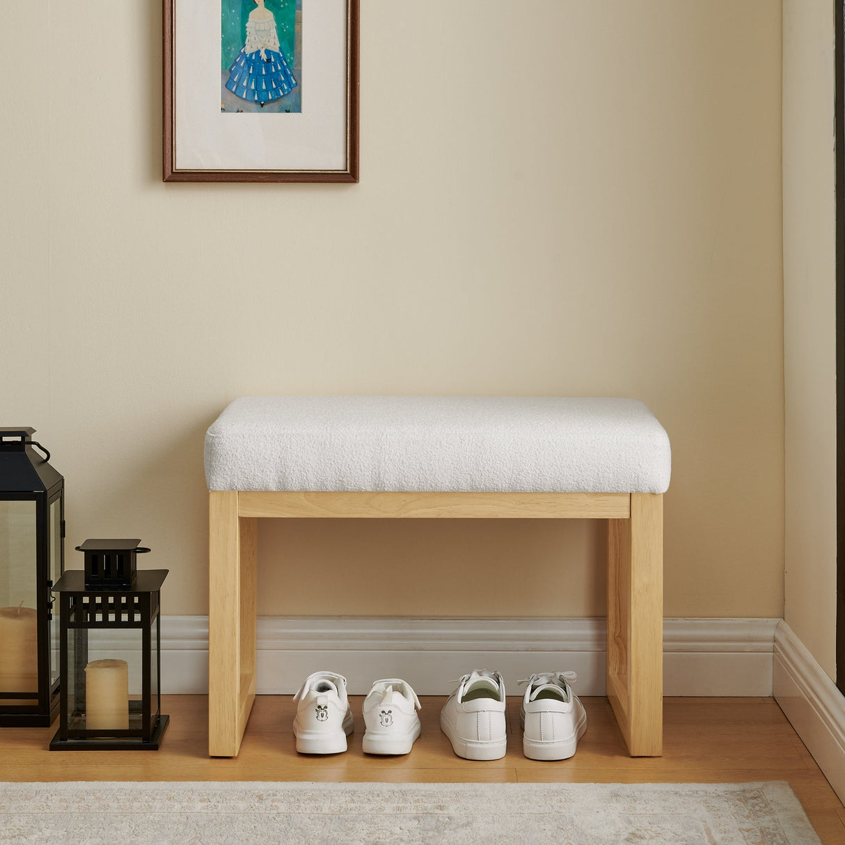 Shoe-Changing Bench with Cushioned Seat
