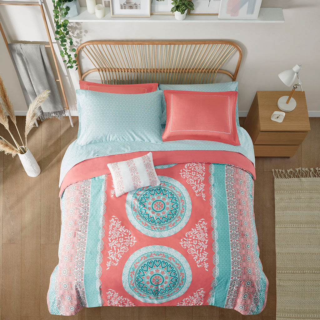 Twin Boho Comforter Set with Bed Sheets