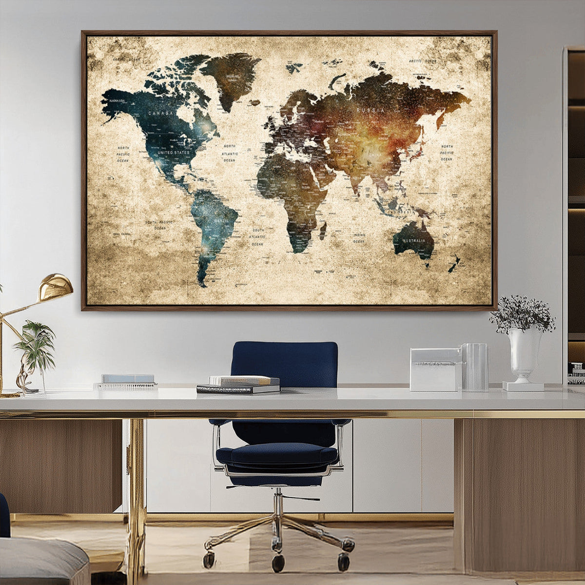 World Map Canvas Print – Detailed Map of the World Wall Art