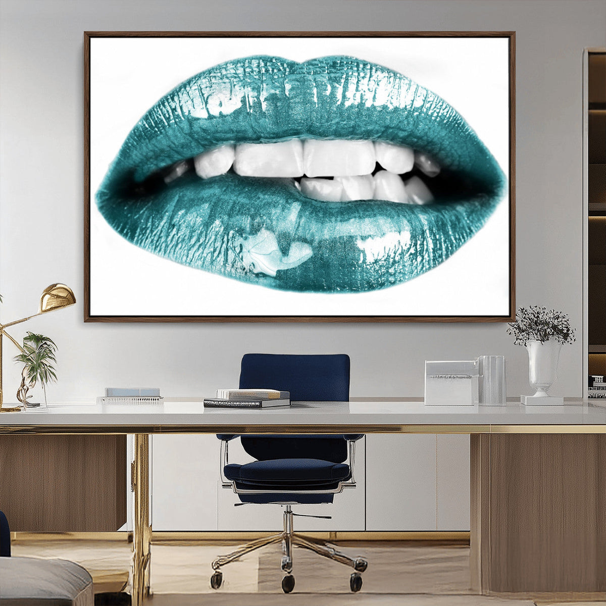 Blue Lips Wall Art Canvas Print
