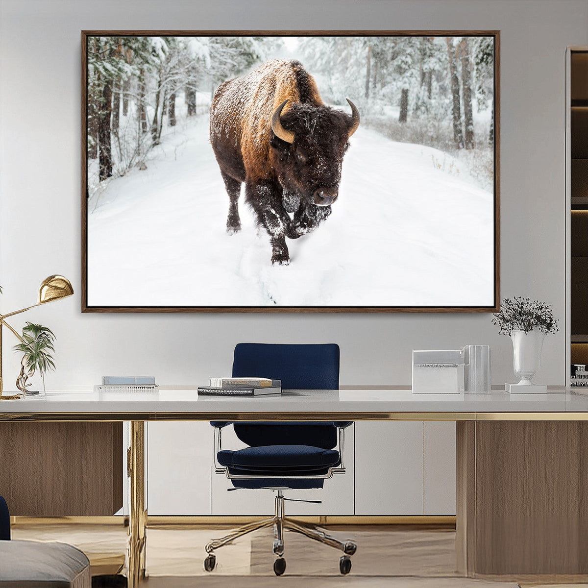 Bison Wall Art Canvas Print For Farmhouse, Animal Canvas