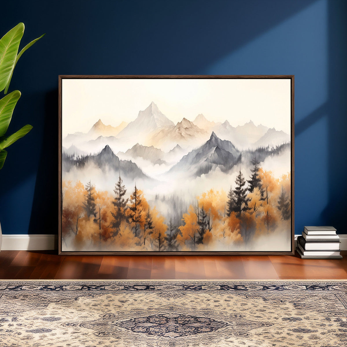 Abstract Mountain Wall Art | Misty Mountain Forest and